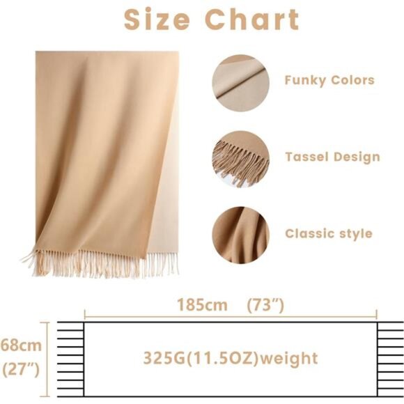 Womens Large Scarf Pashmina Shawl Wrap Solid Color Soft Warm Blanket Winter Fall - Picture 5 of 7